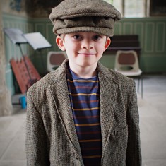 The young Tom Hickathrift after performing at St Cyriac Church, Swaffham Prior